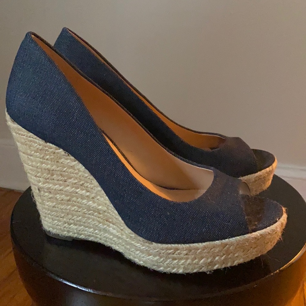 Vince Camuto Espadrilles Wedges sz9.5 Denim - Picture 1 of 7